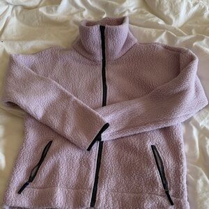 J. Crew Lilac Teddy Jacket with Black Trim